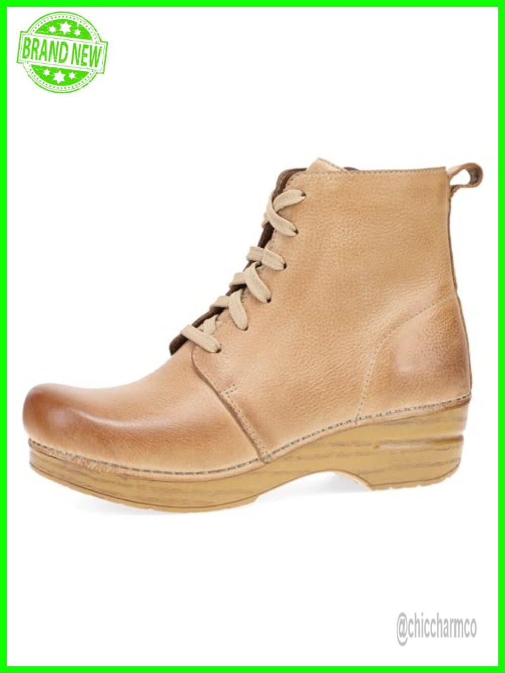 Leather Lace-Up Clog Boot Comfort Rocker Bottom Work Boot
